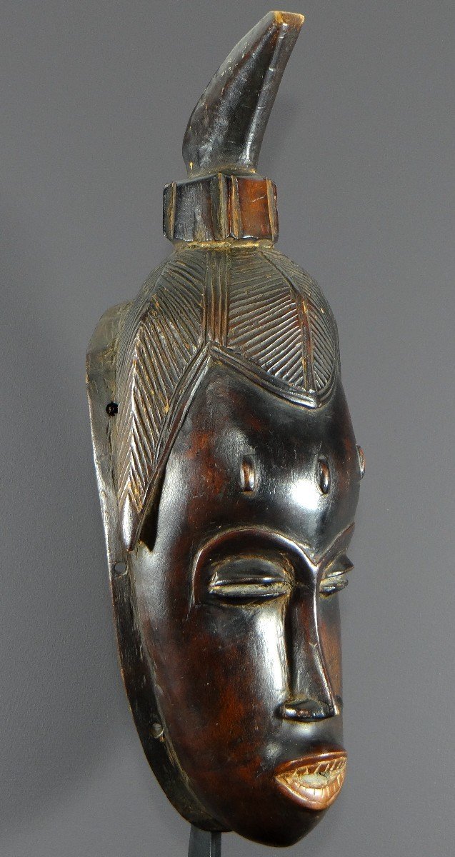 Côte d'Ivoire, Peuple Gouro, Années 1940/1950, Masque Féminin De Danse Gu En Bois Dur. -photo-3