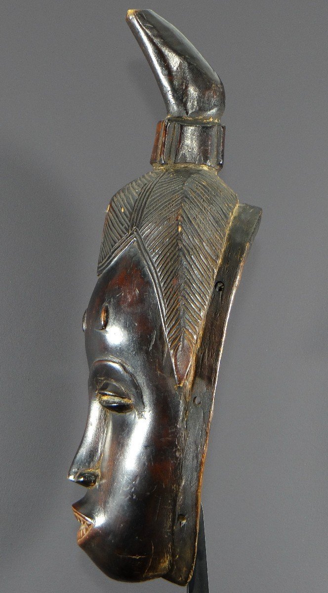 Ivory Coast, Gouro People, 1940s/1950s, Female Gu Dance Mask In Hardwood.-photo-5