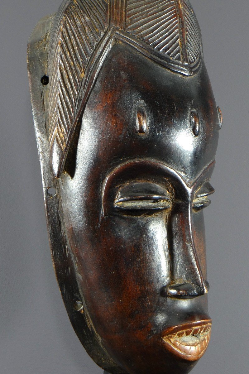 Ivory Coast, Gouro People, 1940s/1950s, Female Gu Dance Mask In Hardwood.