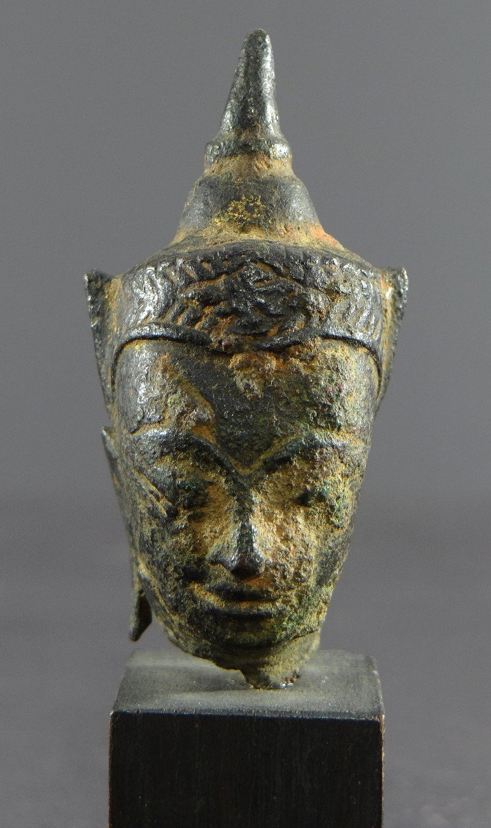 Thailand, 19th Century Or Earlier, Ayutthaya Style Bronze Buddha Head. 