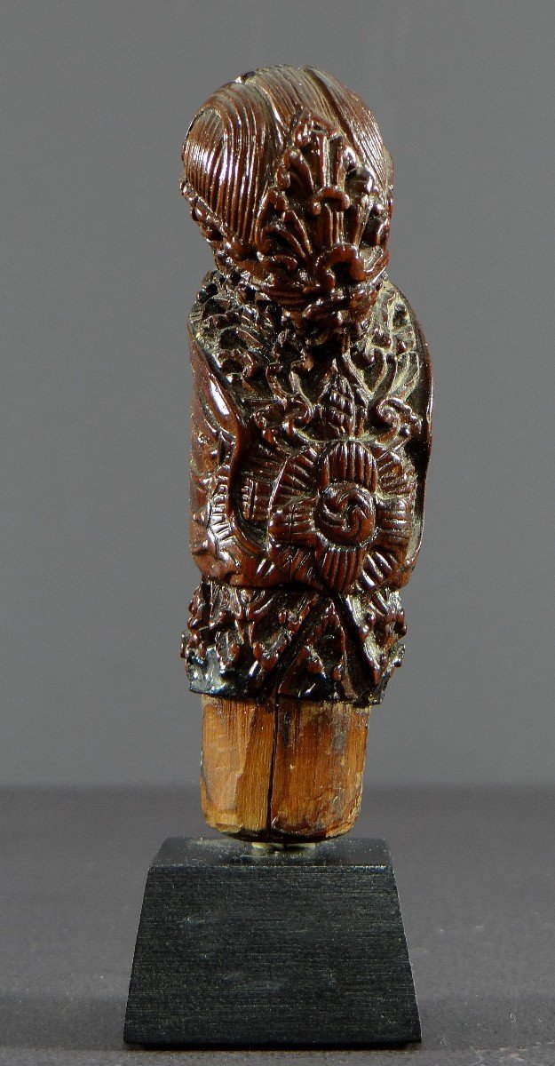 Indonesia, Island Of Bali, Late 19th-early 20th Century, Kris Handle In Carved Wood. -photo-2
