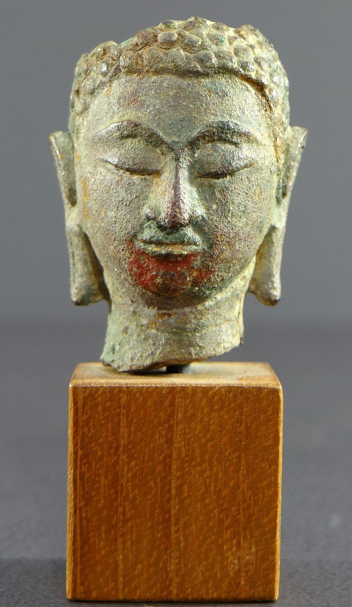 Siam, Sukhothaï, XVème-xvième Siècle, Tête De Bouddha En Bronze. 