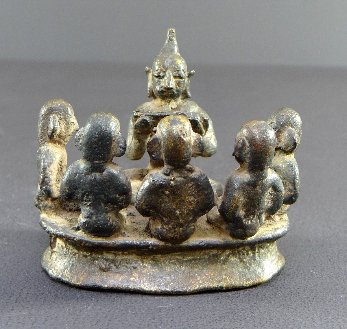 Burma, First Half Of The 20th Century, Bronze Group Figuring Buddha And Five Disciples.-photo-2