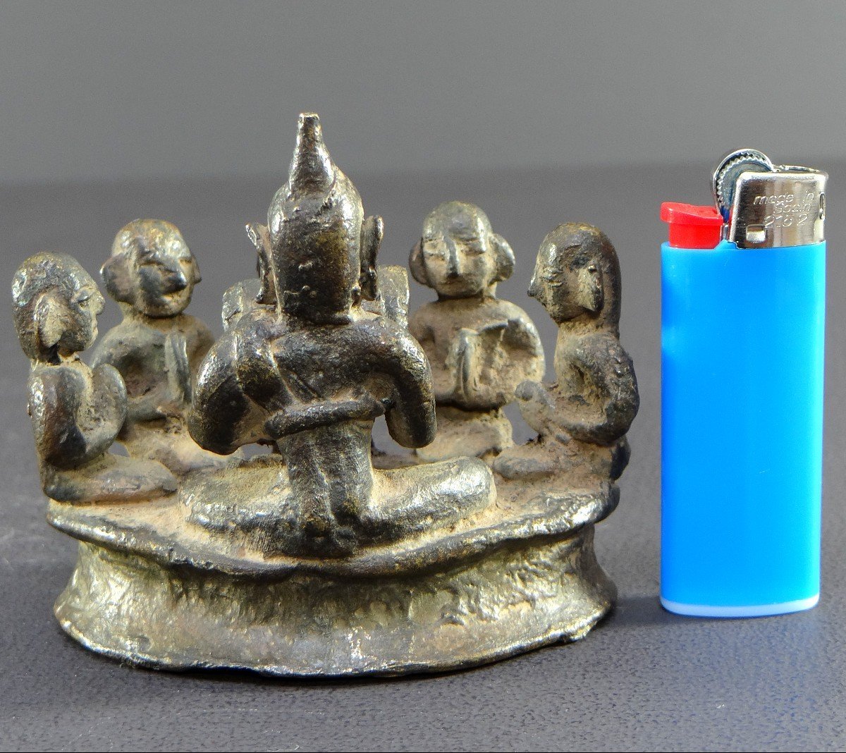 Burma, First Half Of The 20th Century, Bronze Group Figuring Buddha And Five Disciples.-photo-7