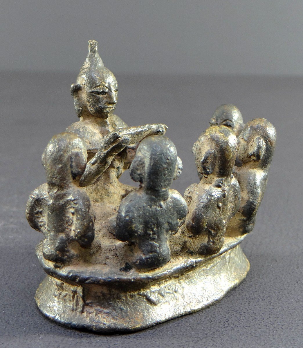 Burma, First Half Of The 20th Century, Bronze Group Figuring Buddha And Five Disciples.