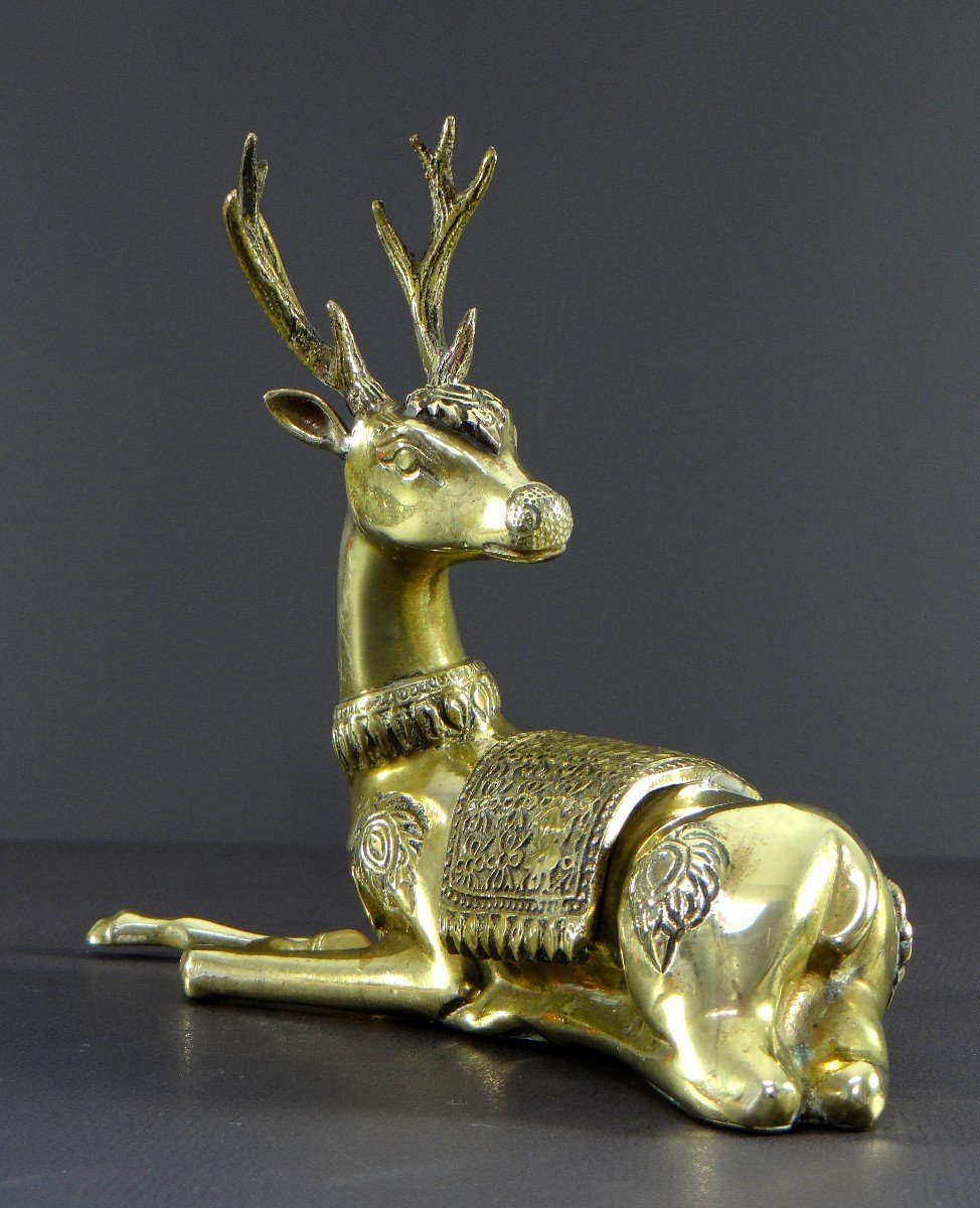 Thailand, 1960s, Bronze Sculpture Depicting A Lying Deer.