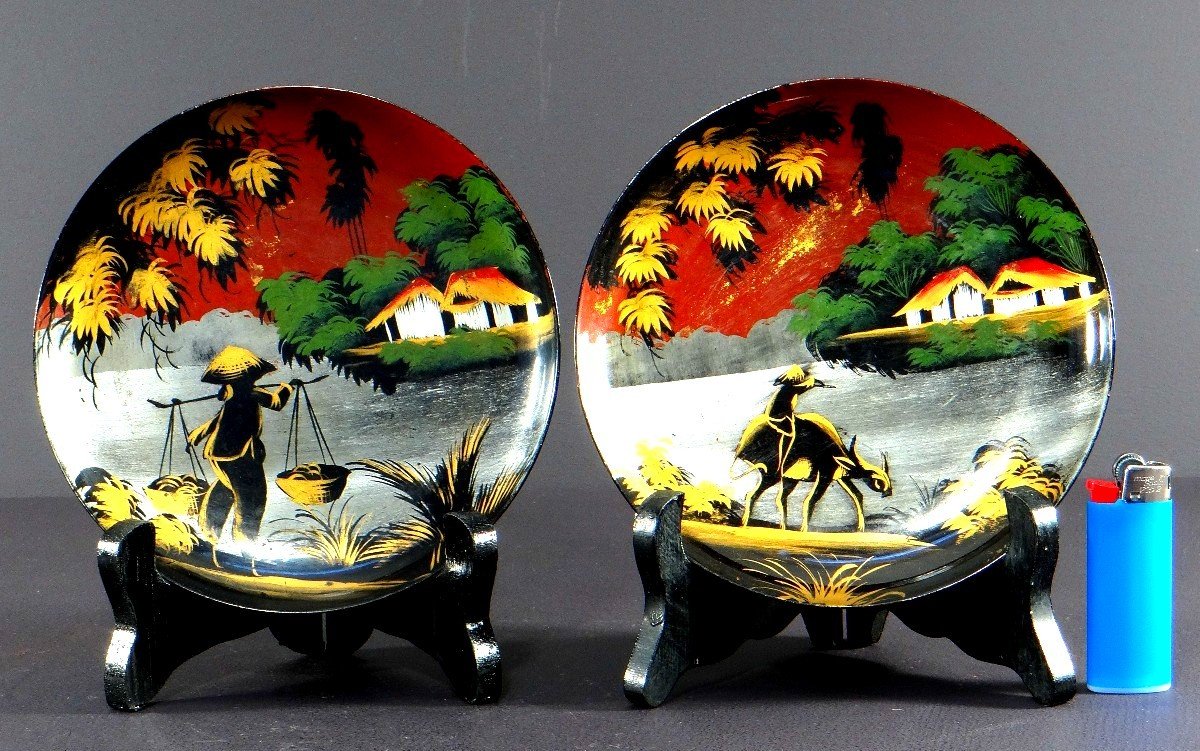 Vietnam, 1950s/1960s, Minh Thanh Workshop, Pair Of Small Lacquer Cups.-photo-5