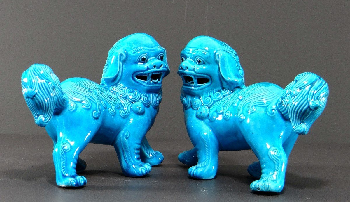 China, 1960s, Pair Of Fo Dogs, Protective Beings And Guardians Of Palaces.