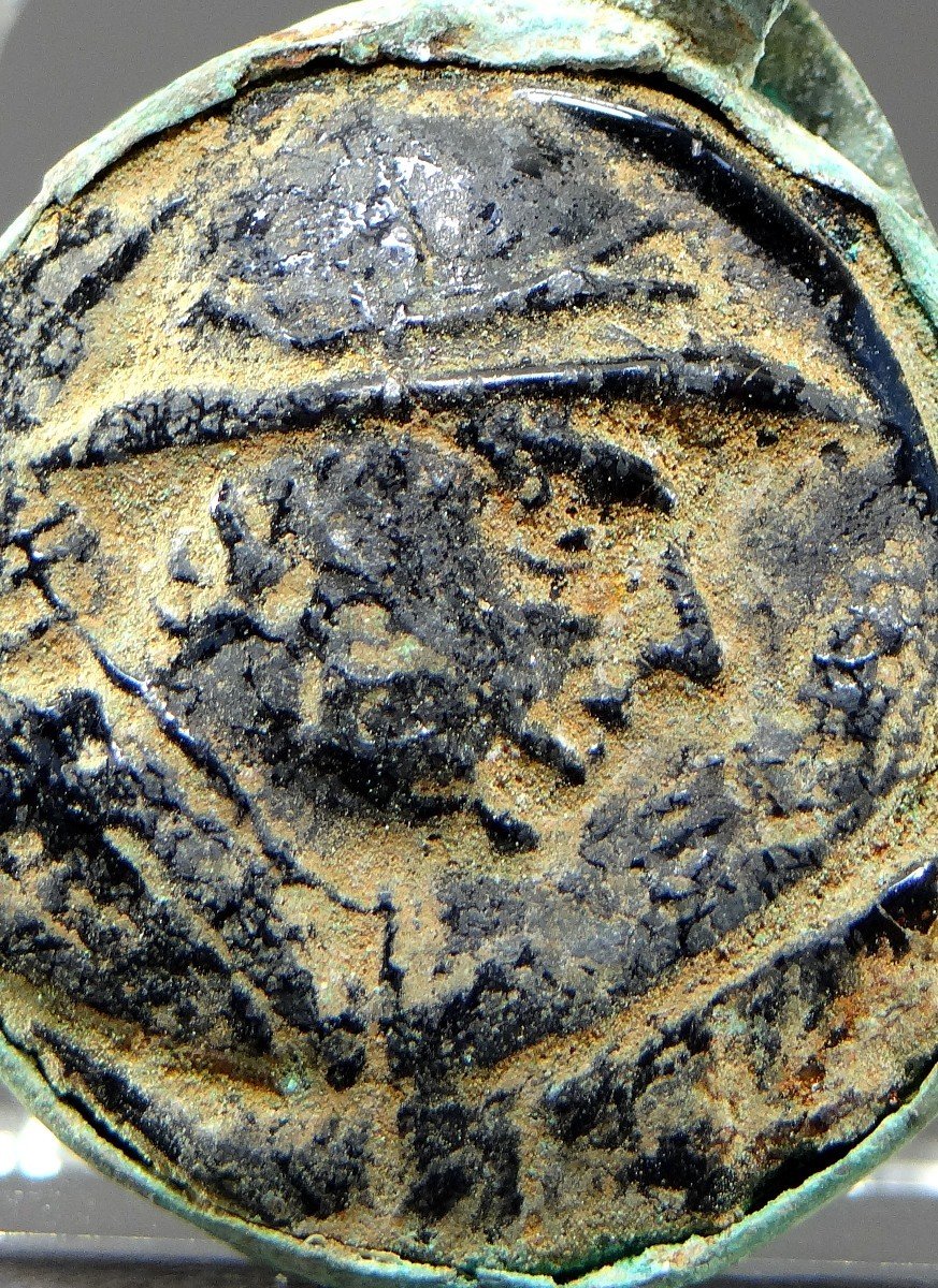 Bactrian Civilization, 171-145 Bc, Rare Glass Medallion Profile King Eucratides Megas
