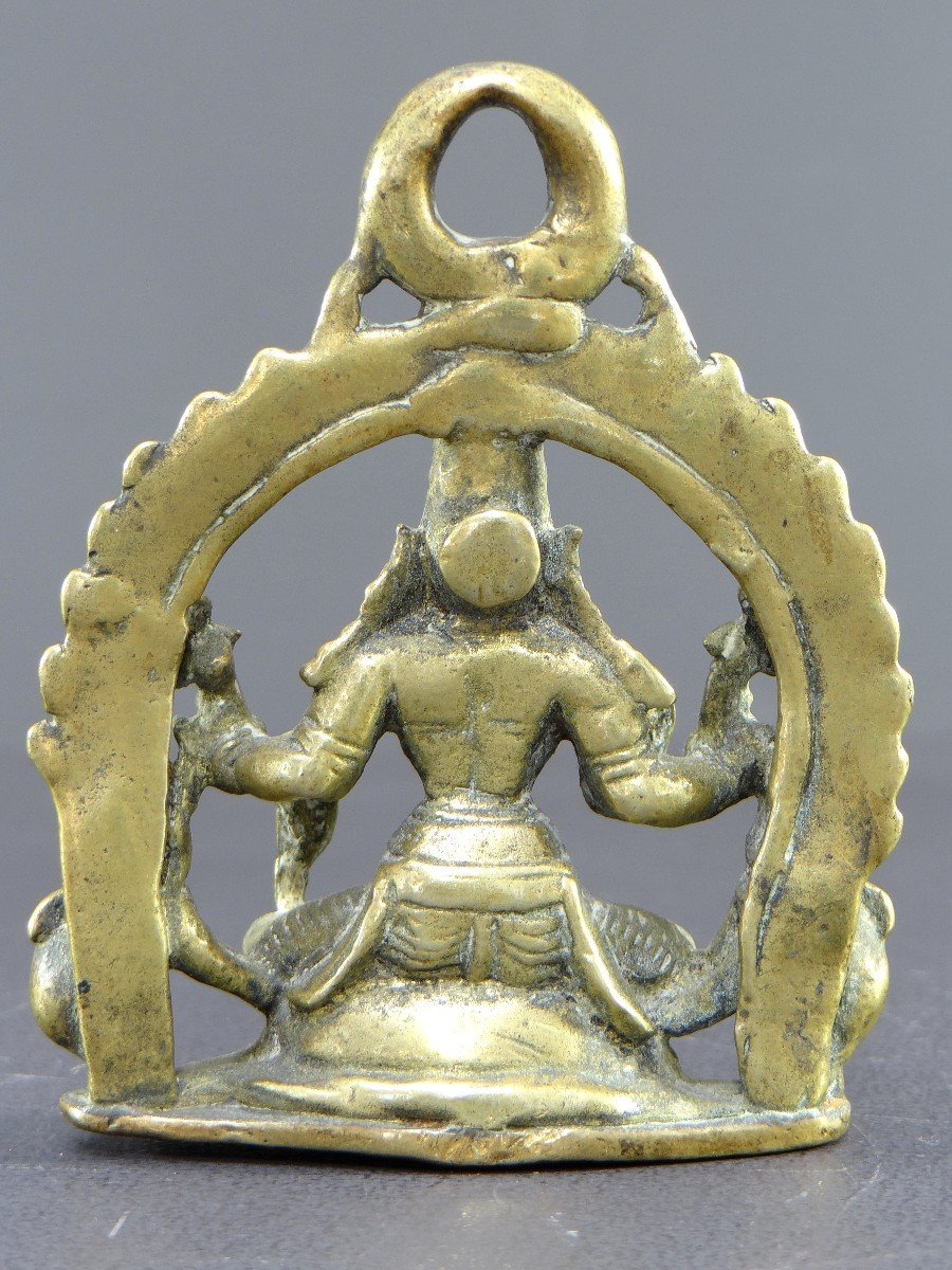 Inde, XIXème Siècle, Autel à Suspendre En Bronze Dédié à La Déesse Lakshmi Aux éléphants. -photo-3