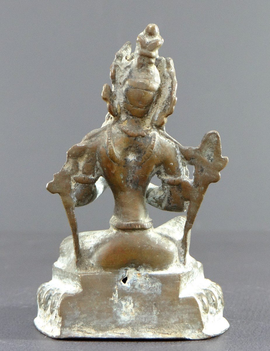 Népal, Début Du XIXème Siècle, Statue En Bronze De La Déesse Bouddhiste Tara Verte.-photo-4