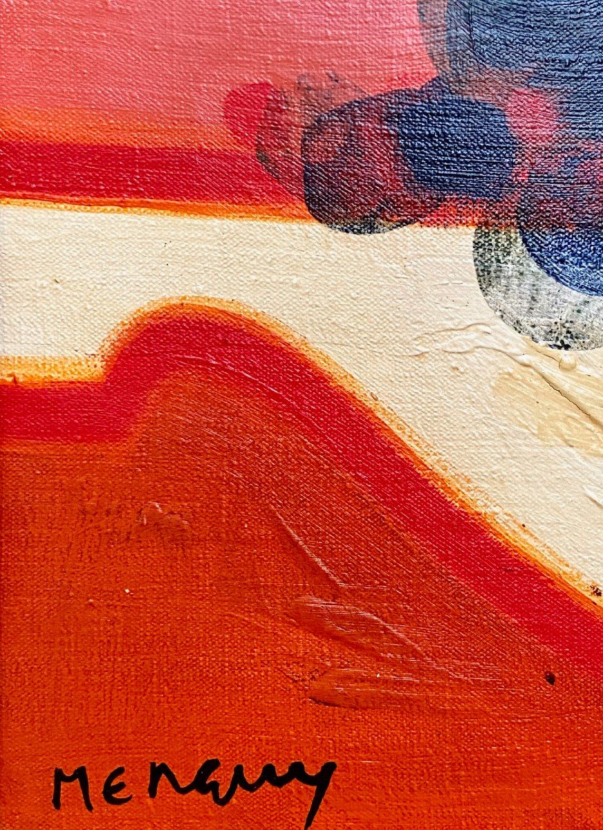 Frédéric Menguy (1927-2007),  Huile Sur Toile Des Années 1970 Titrée « Fleurs Blanches ».-photo-4