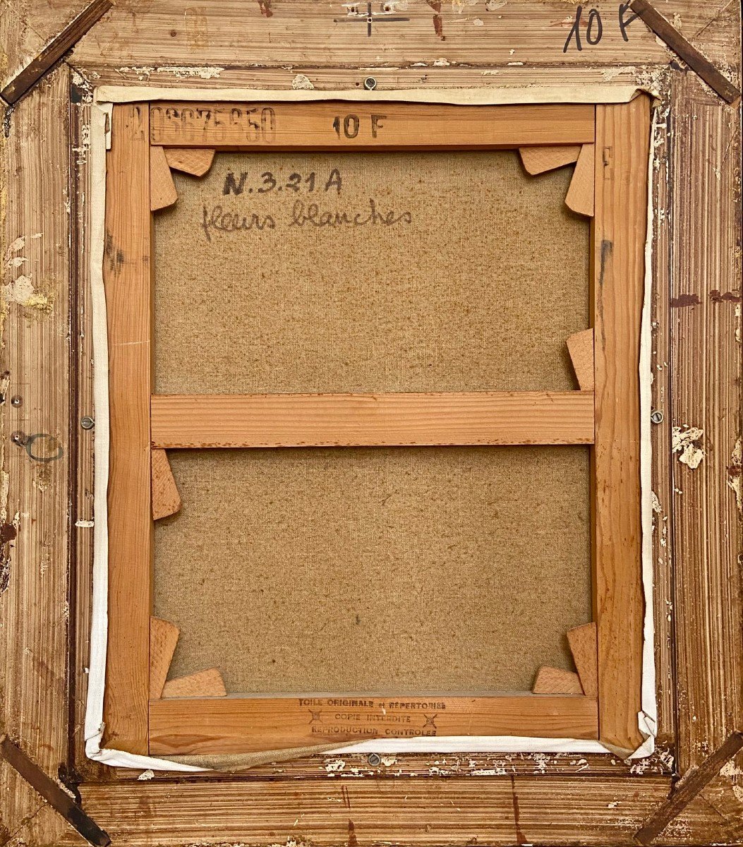 Frédéric Menguy (1927-2007),  Huile Sur Toile Des Années 1970 Titrée « Fleurs Blanches ».-photo-5