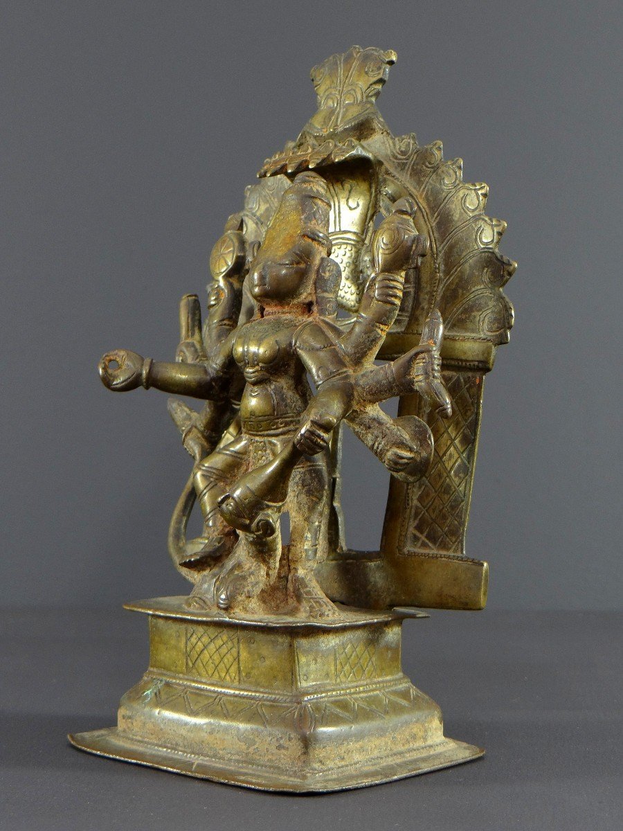 India, 18th Century Or Earlier, Bronze Group Representing The Goddess Durga.-photo-4