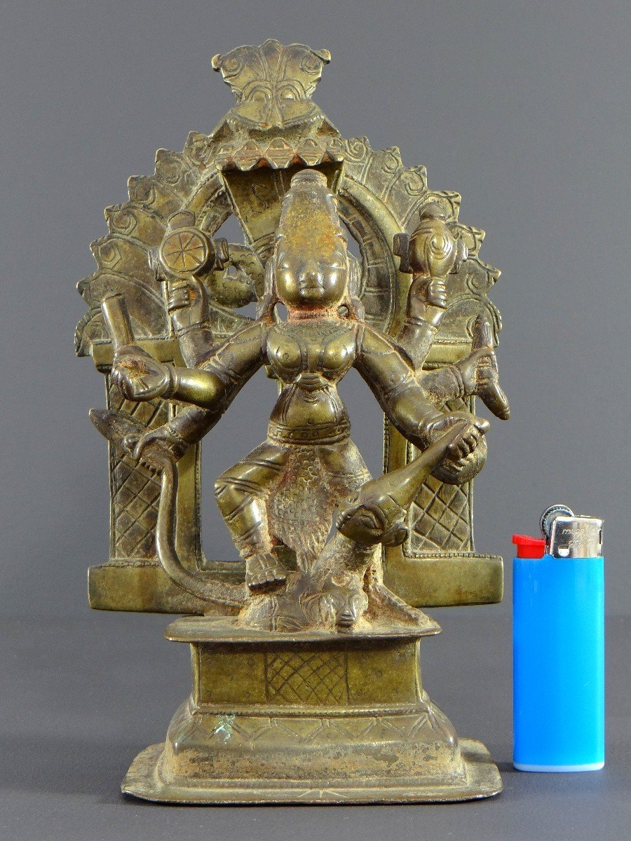 India, 18th Century Or Earlier, Bronze Group Representing The Goddess Durga.-photo-7