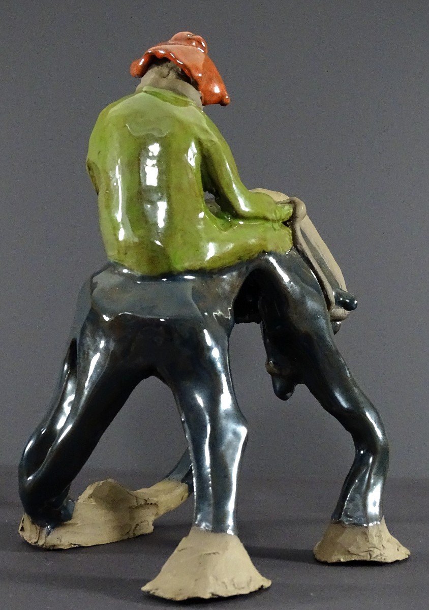 Philippe Rochette-castel (1941-2023) Ceramic Sculpture Depicting A Rider On His Mount-photo-3
