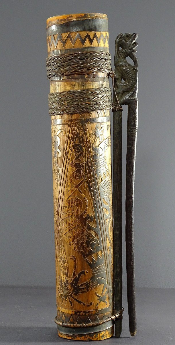 Indonesia, Dayak Ethnicity, Mid-20th Century, Quiver Of Bamboo Blowgun Arrows. -photo-2
