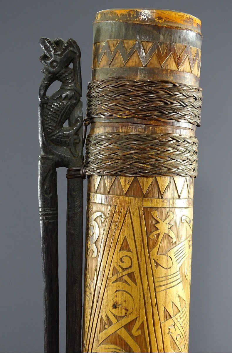 Indonesia, Dayak Ethnicity, Mid-20th Century, Quiver Of Bamboo Blowgun Arrows. -photo-3