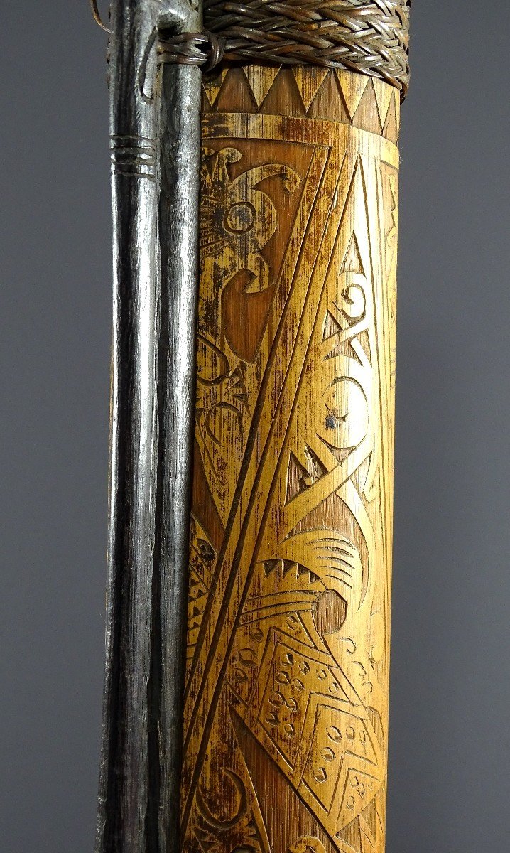 Indonesia, Dayak Ethnicity, Mid-20th Century, Quiver Of Bamboo Blowgun Arrows. -photo-2