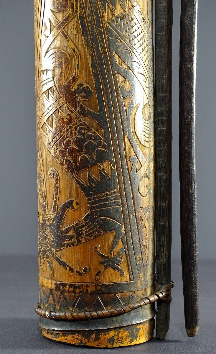 Indonesia, Dayak Ethnicity, Mid-20th Century, Quiver Of Bamboo Blowgun Arrows. -photo-6
