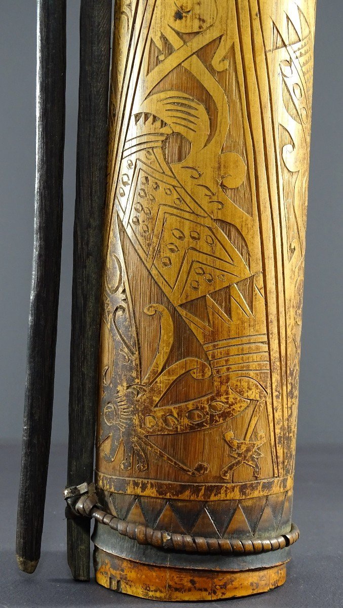 Indonesia, Dayak Ethnicity, Mid-20th Century, Quiver Of Bamboo Blowgun Arrows. -photo-7