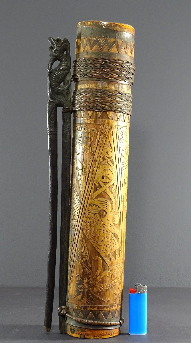 Indonesia, Dayak Ethnicity, Mid-20th Century, Quiver Of Bamboo Blowgun Arrows. -photo-8