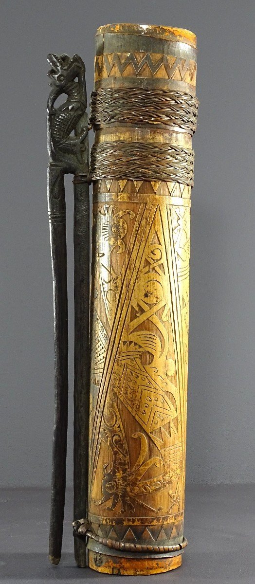 Indonesia, Dayak Ethnicity, Mid-20th Century, Quiver Of Bamboo Blowgun Arrows. 