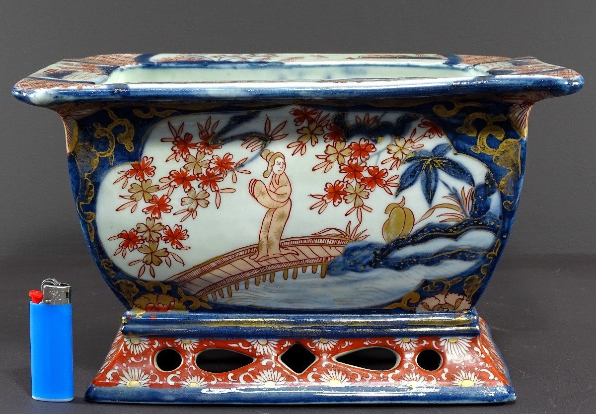 Japan, Late 19th Century, Imari Port, Porcelain Jardiniere Decorated With Animated Landscapes. -photo-7