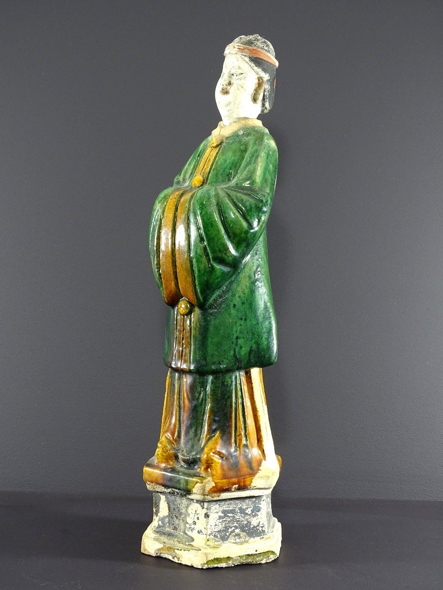 China, 17th Century, Ming Period, Glazed Earthenware Statue Depicting A Dignitary. -photo-2