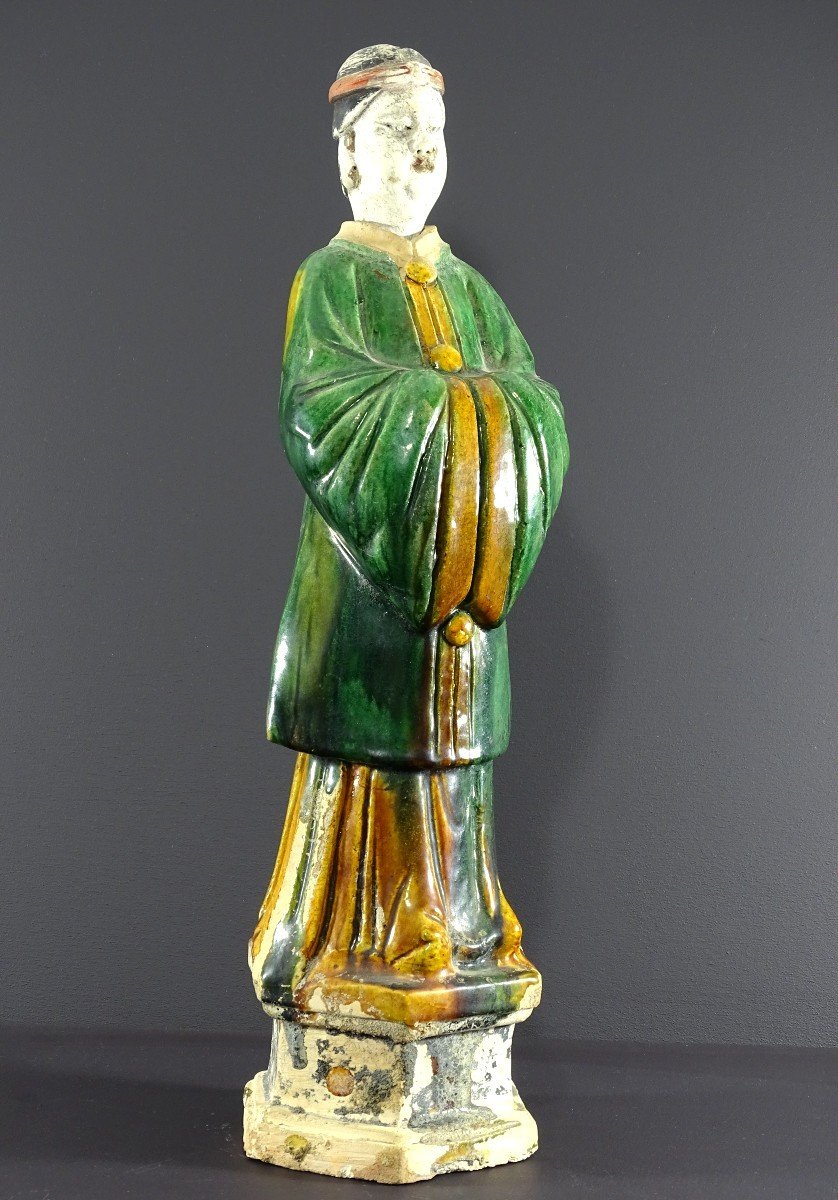 China, 17th Century, Ming Period, Glazed Earthenware Statue Depicting A Dignitary. -photo-4