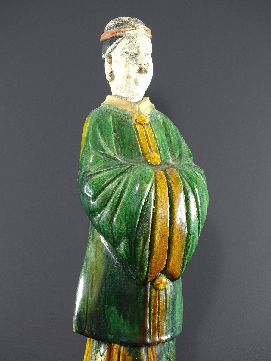 China, 17th Century, Ming Period, Glazed Earthenware Statue Depicting A Dignitary. -photo-1