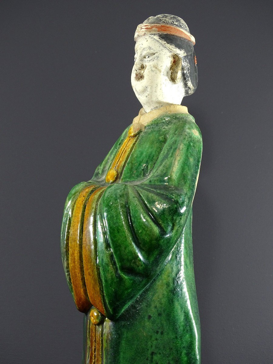 China, 17th Century, Ming Period, Glazed Earthenware Statue Depicting A Dignitary. -photo-3