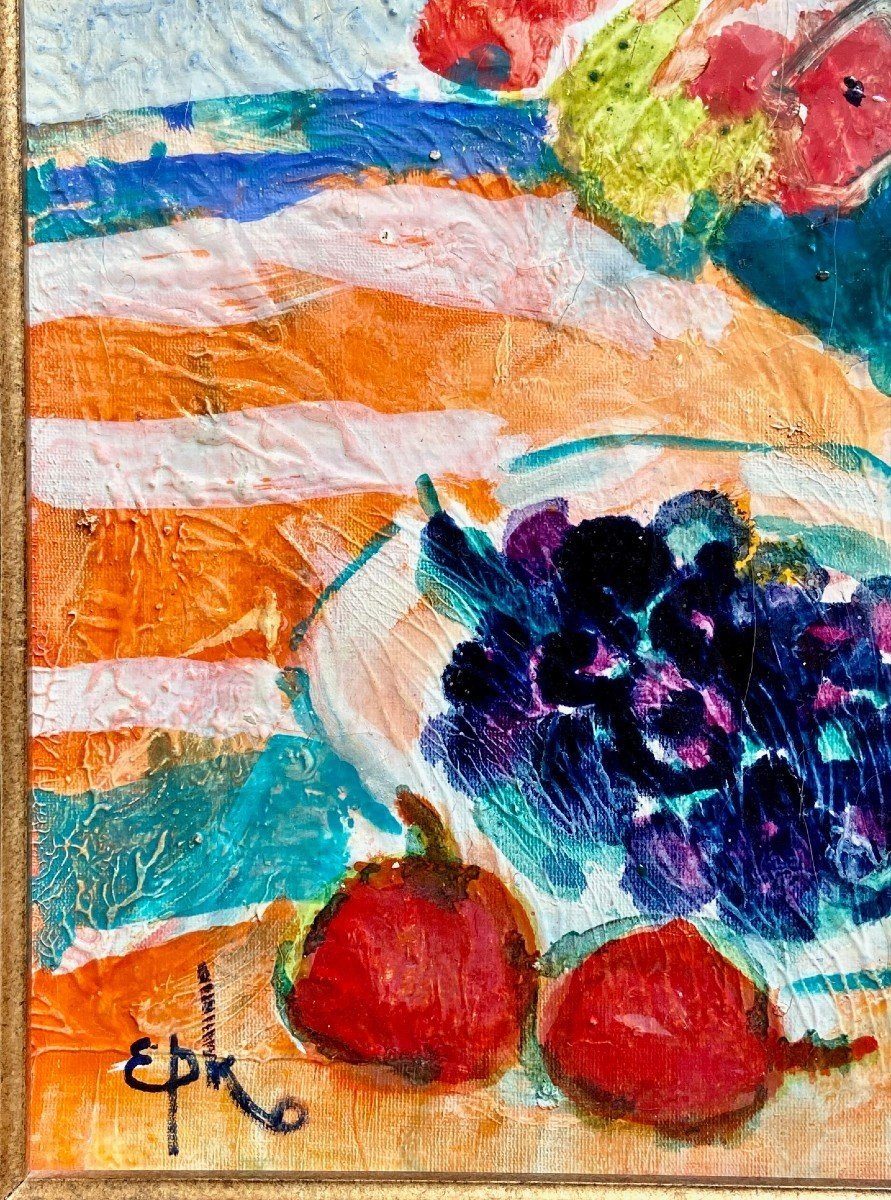 Epko Willering (1928), Painting Bouquet Of Flowers And Fruits From The 1980s Ii.-photo-2