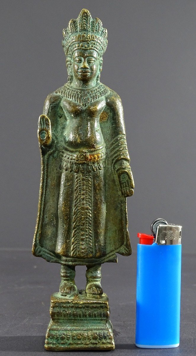 Thaïlande, Début Du XXème, Dans Le Style Du Royaume De Lobpuri, Statue De Bouddha En Bronze.-photo-5
