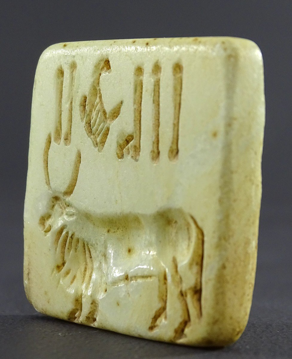 Indus Civilization, -3000 Years Bce, Steatite Seal Engraved With A Zebu -photo-2