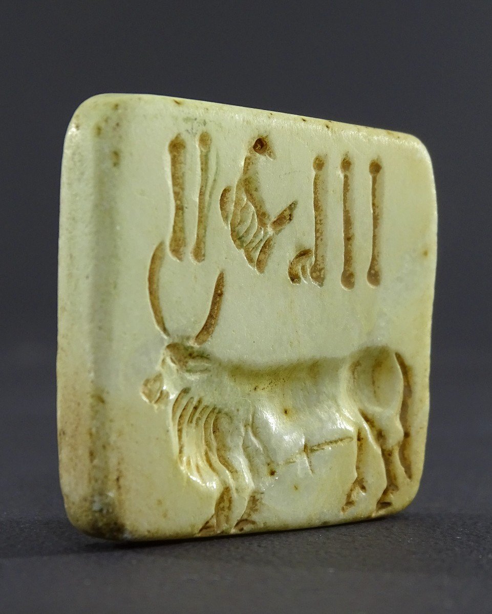 Indus Civilization, -3000 Years Bce, Steatite Seal Engraved With A Zebu -photo-3