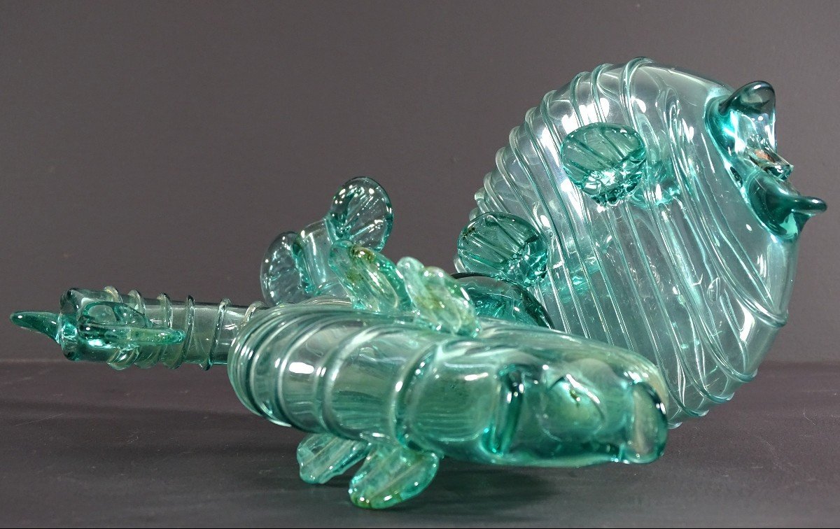 Venice, Murano Island, 1950s, Pair Of Blown Glass Soliflores Depicting Fish.-photo-7