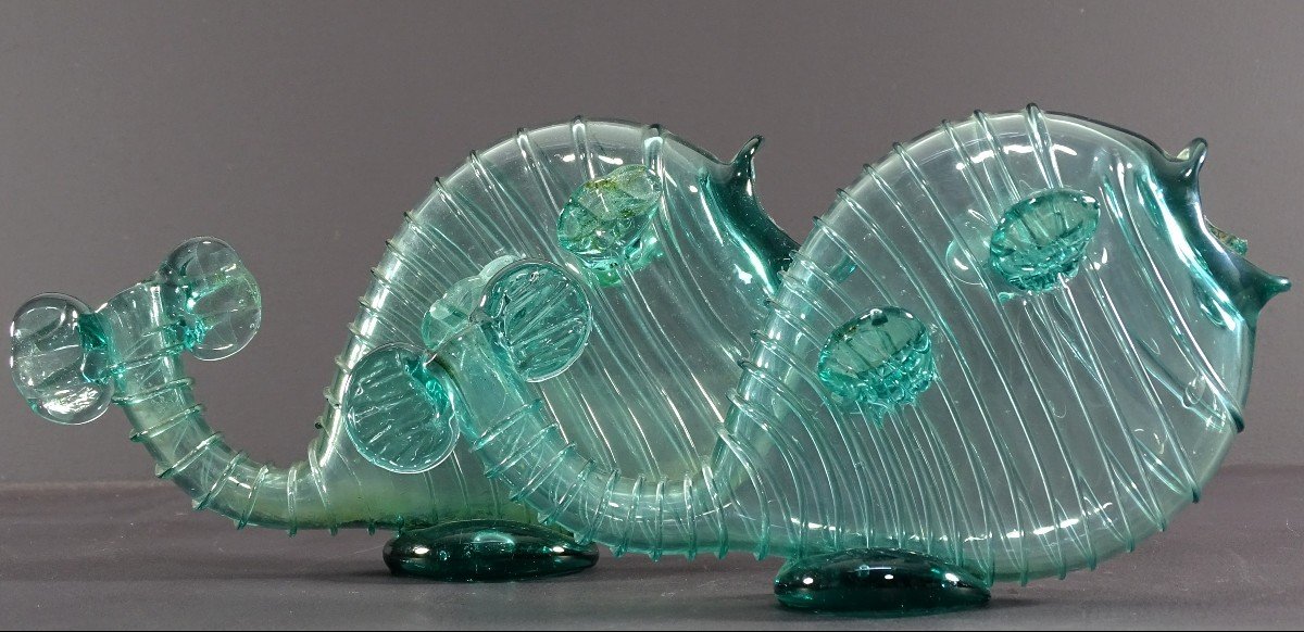 Venice, Murano Island, 1950s, Pair Of Blown Glass Soliflores Depicting Fish.