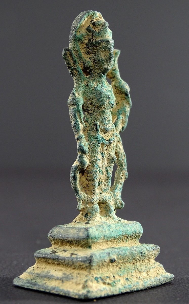 Gandhara Civilization, 2nd Century Ad, Bronze Statuette Bodhisattva Padmapani-photo-3