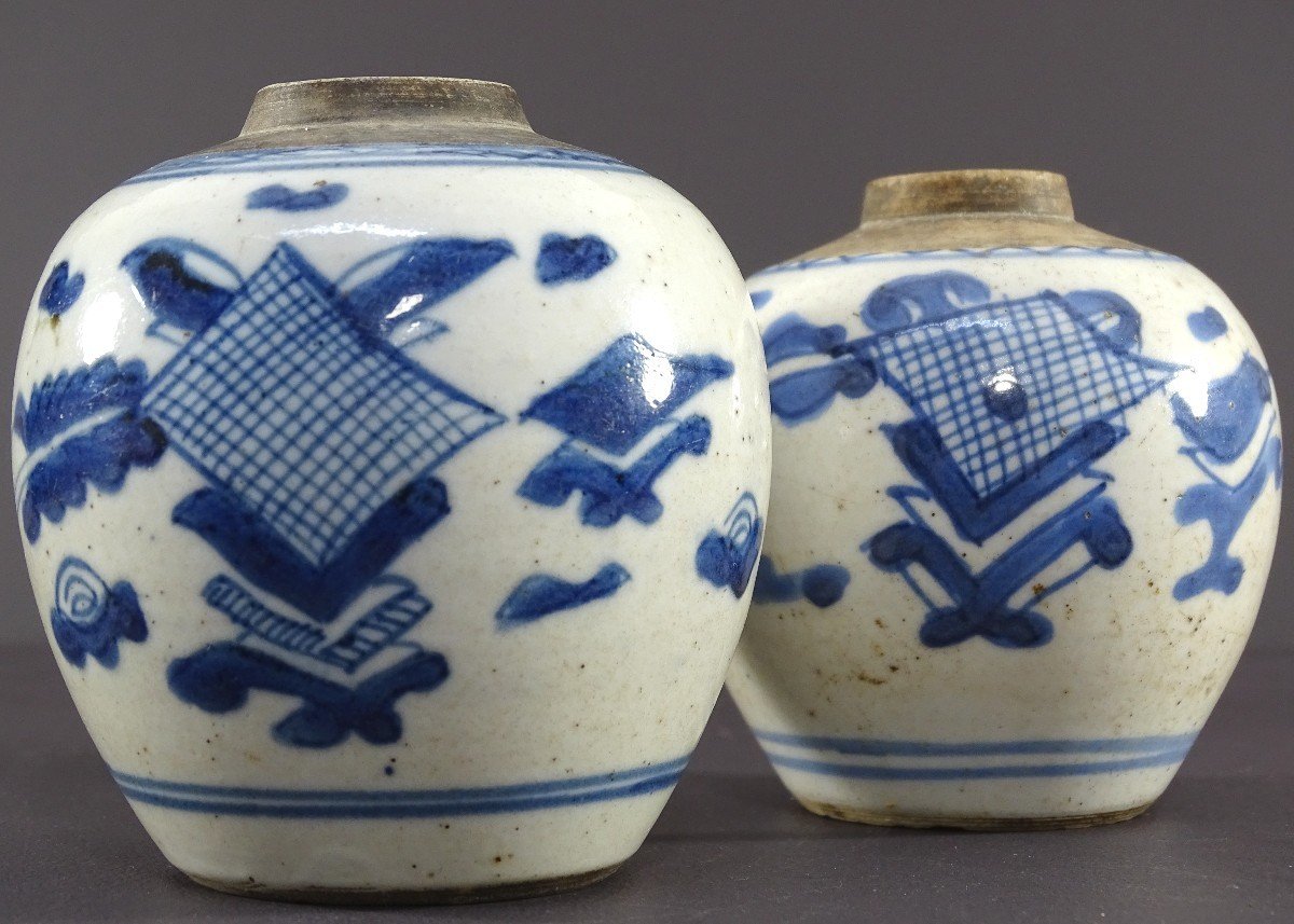 China, Qing Dynasty, 17th Century, Pair Of Small Porcelain Ginger Jars. -photo-3