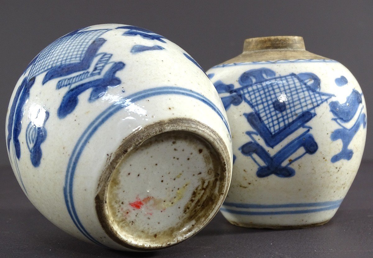 China, Qing Dynasty, 17th Century, Pair Of Small Porcelain Ginger Jars. -photo-3
