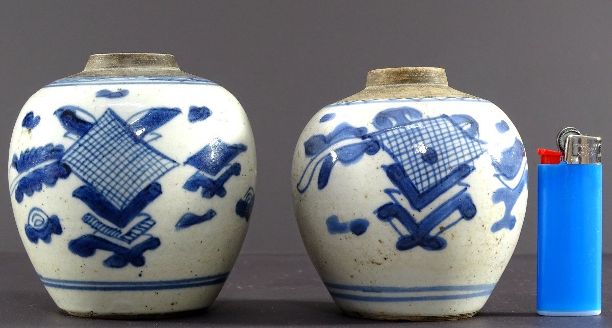 China, Qing Dynasty, 17th Century, Pair Of Small Porcelain Ginger Jars. -photo-4
