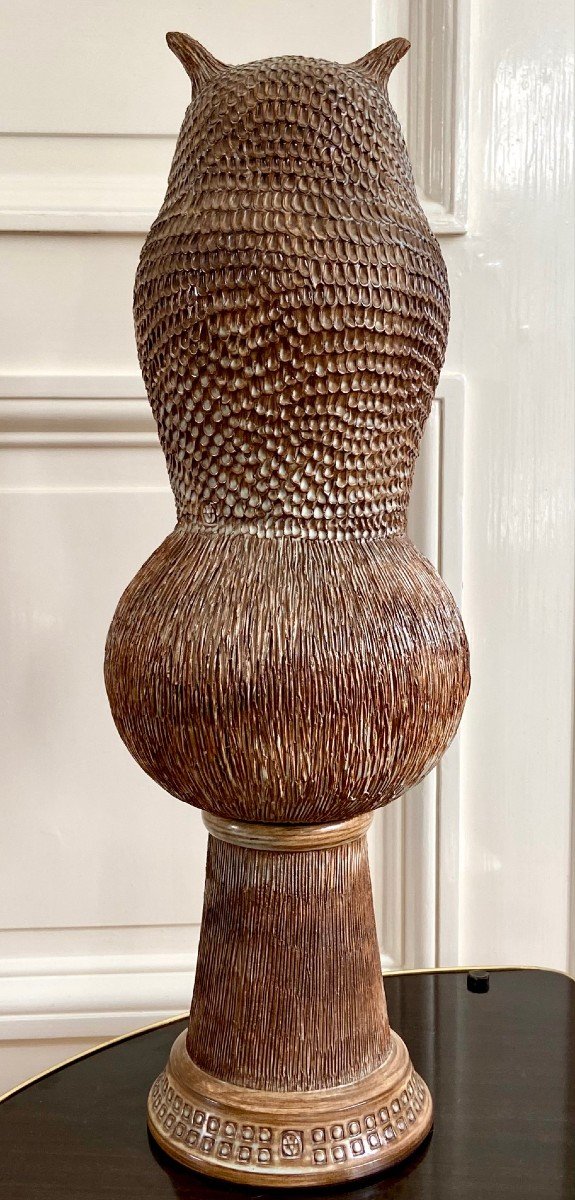 Guy-roland Marcy (1925-1990s), Large Ridge Spike In Glazed Earth Forming An Owl.-photo-4