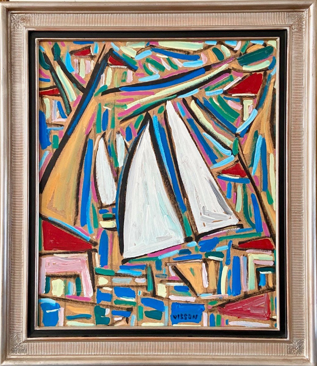 Philippe Visson (1942-2008), Tableau Marine "passage De Voiliers". 