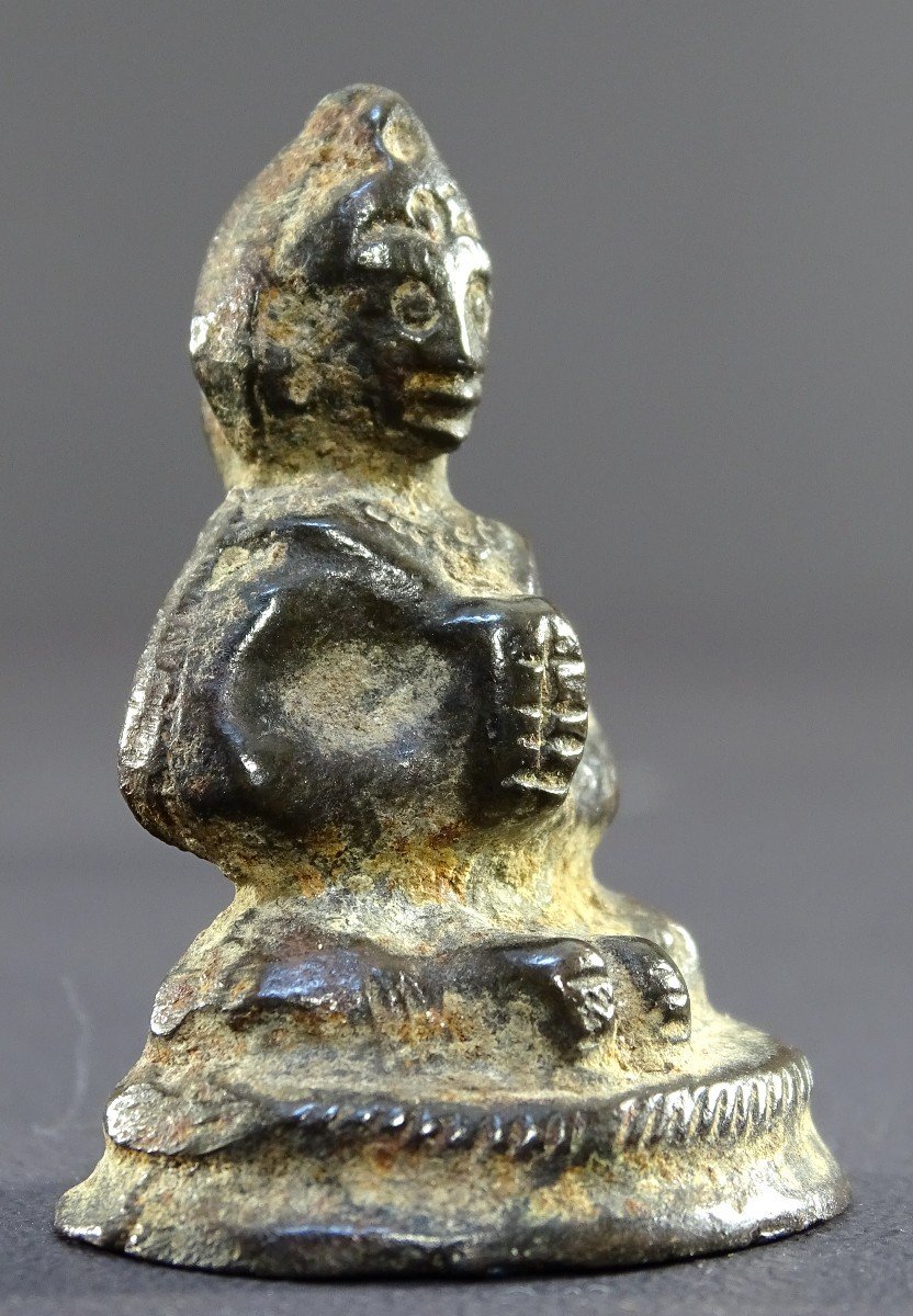 Inde, XVIIIème Siècle-début Du XIXème Siècle, Rare Ensemble Trois Statues Miniatures En Bronze.-photo-4