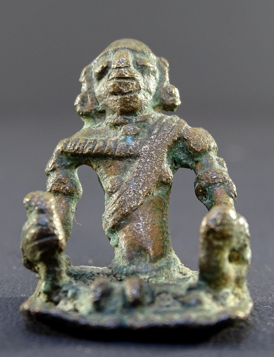 Inde, XVIIIème Siècle-début Du XIXème Siècle, Rare Ensemble Trois Statues Miniatures En Bronze.-photo-5
