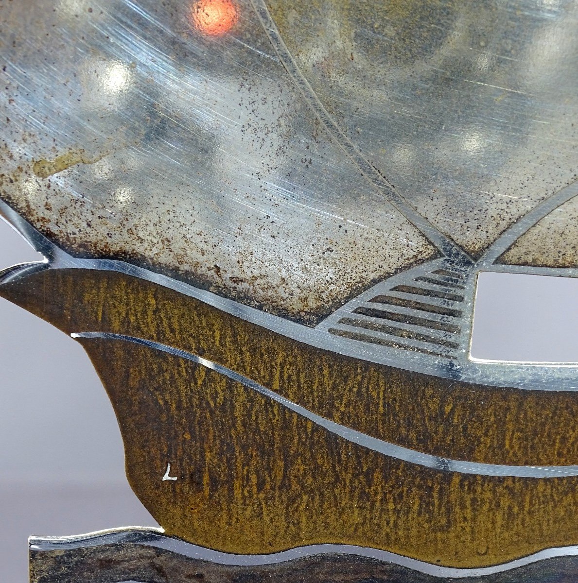 Alain Gerfaux, , Années 1930, Voilier En Dinanderie De Cuivre Argenté Sur Socle Bois. -photo-3