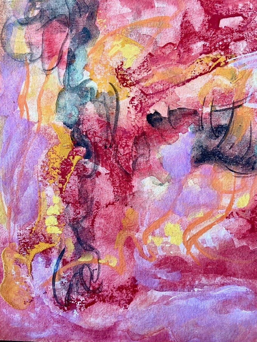 Andrée Simon (1896-1981), Abstract Composition "the Skies", Gouache On Paper From 1959.-photo-4