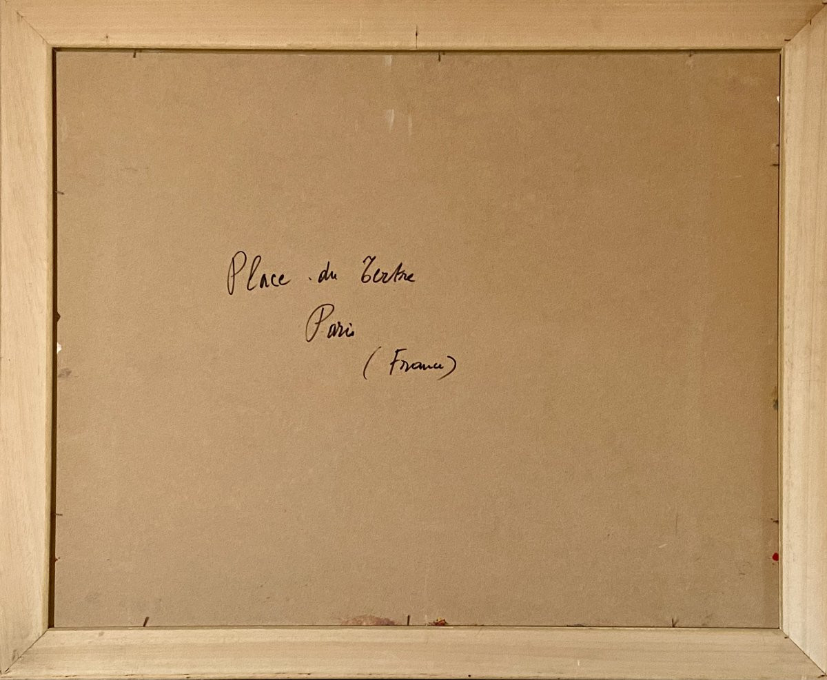 Mario Bonamici (1912-2002), Tableau Vue De La Place Du Tertre à Paris Montmartre.-photo-7