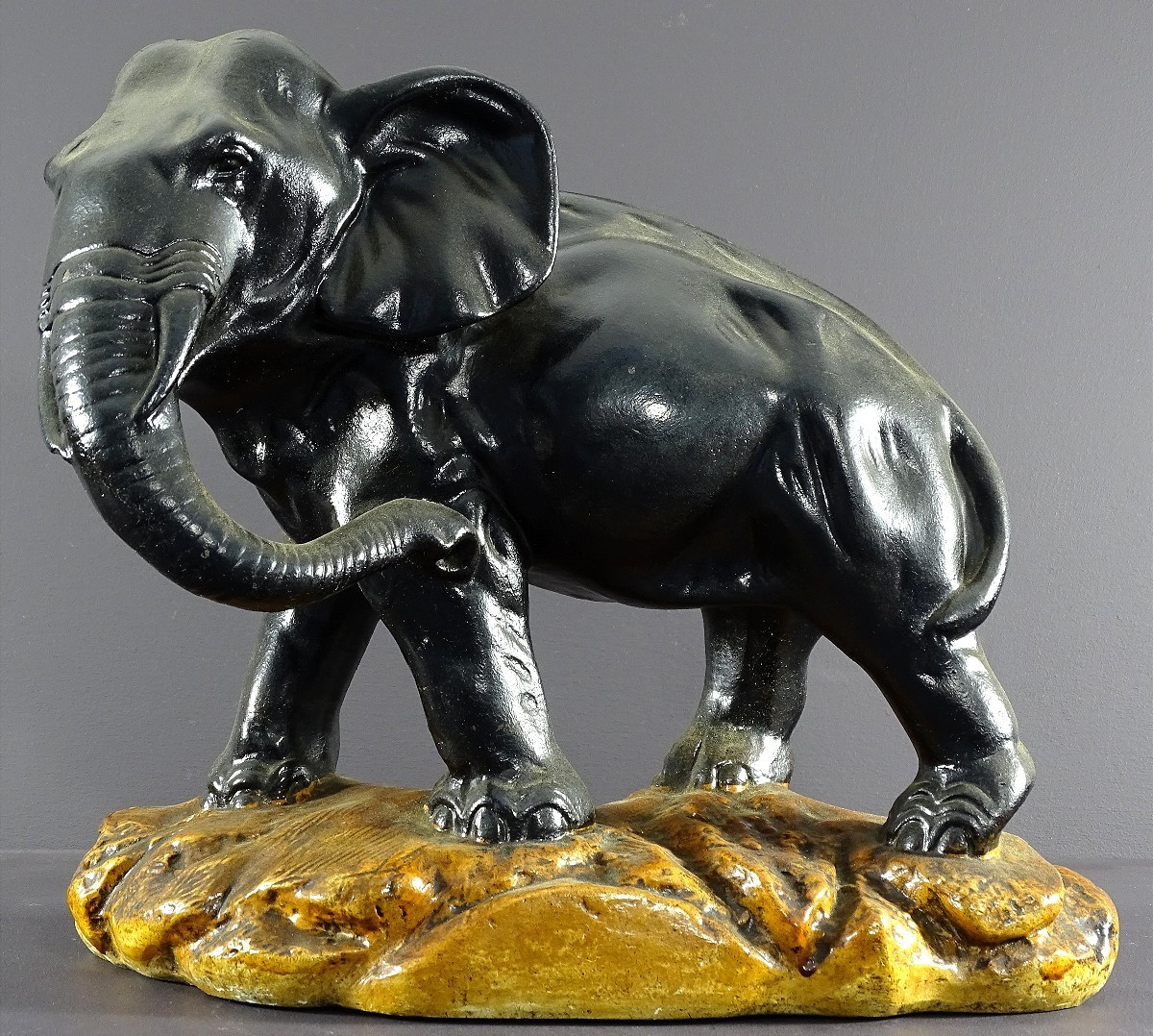 France, 1950s, Patinated Plaster Elephant Statue.-photo-2